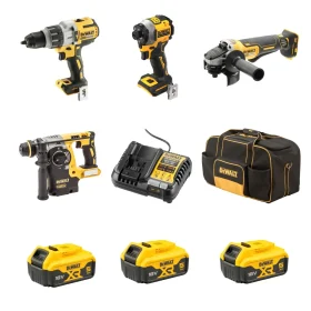 DEWALT® 18V XR® Brushless 4 Piece Kit - 3X 5Ah